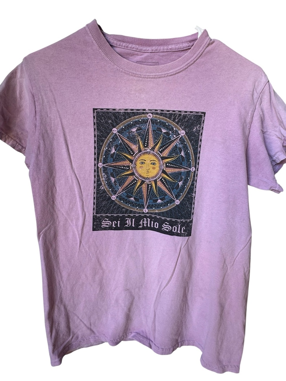 Lavender Pink Sun Graphic Full Tilt Women’s XS Retro T-Shirt